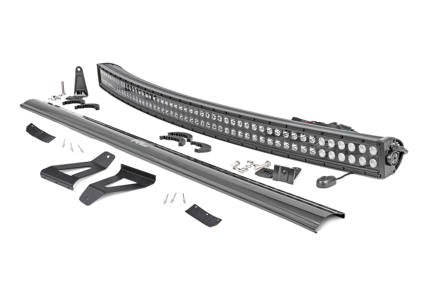 Rough Country Jeep 50-inch Black Series Curved LED Light Bar Upper Windshield Kit 84-01 Jeep XJ Cherokee Rough Country