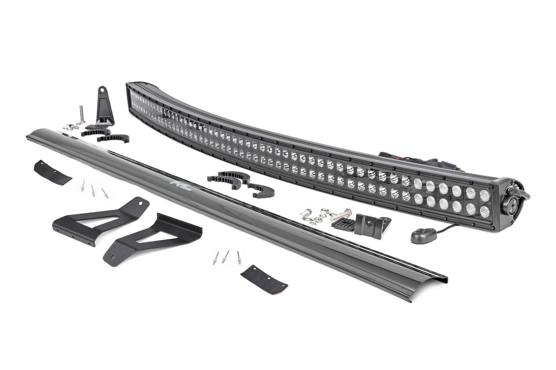 Rough Country Jeep 50-inch Black Series Curved LED Light Bar Upper Windshield Kit 84-01 Jeep XJ Cherokee Rough Country