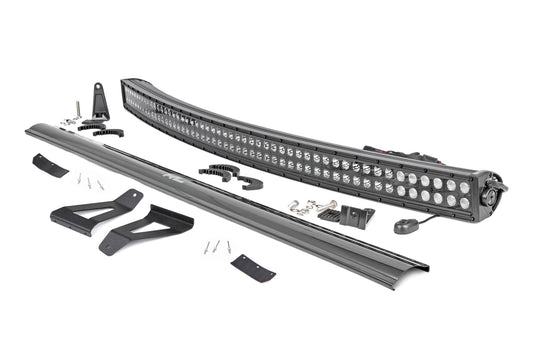 Rough Country Jeep 50-inch Black Series Curved LED Light Bar Upper Windshield Kit 84-01 Jeep XJ Cherokee Rough Country