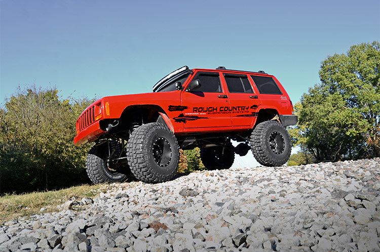 Jeep 50-inch Chrome Series Curved LED Light Bar w/DRL Upper Windshield Kit 84-01 Jeep XJ Cherokee Rough Country-2