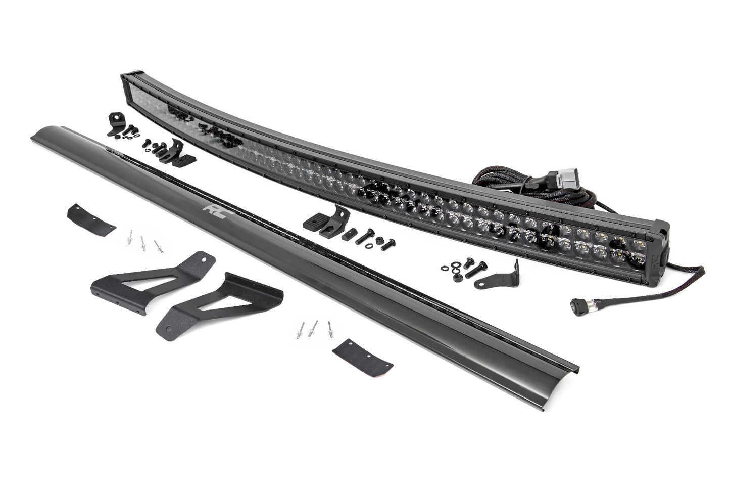 Rough Country Jeep 50-inch Black Series Curved LED Light Bar w/DRL Upper Windshield Kit 84-01 Jeep XJ Cherokee Rough Country