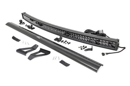 LED Light Kit Windshield Mount 50 Inch Black Dual Row White DRL Jeep Cherokee XJ (84-01) Rough Country