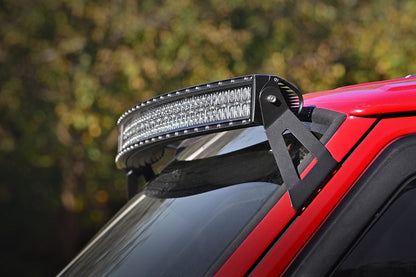 LED Light Kit Windshield Mount 50 Inch Black Dual Row White DRL Jeep Cherokee XJ (84-01) Rough Country-1