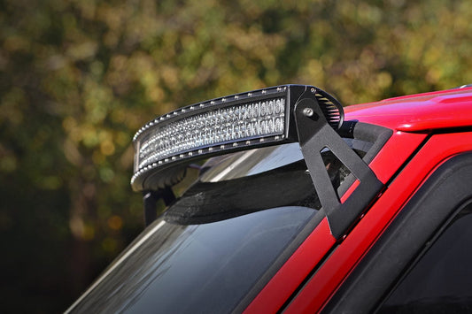 LED Light Kit Windshield Mount 50 Inch Black Dual Row White DRL Jeep Cherokee XJ (84-01) Rough Country-1