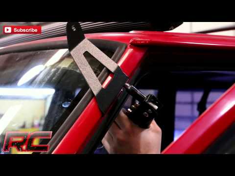 Rough Country Jeep 50-inch Single Row Black Series Curved LED Light Bar Upper Windshield Kit 84-01 Jeep XJ Cherokee Rough Country