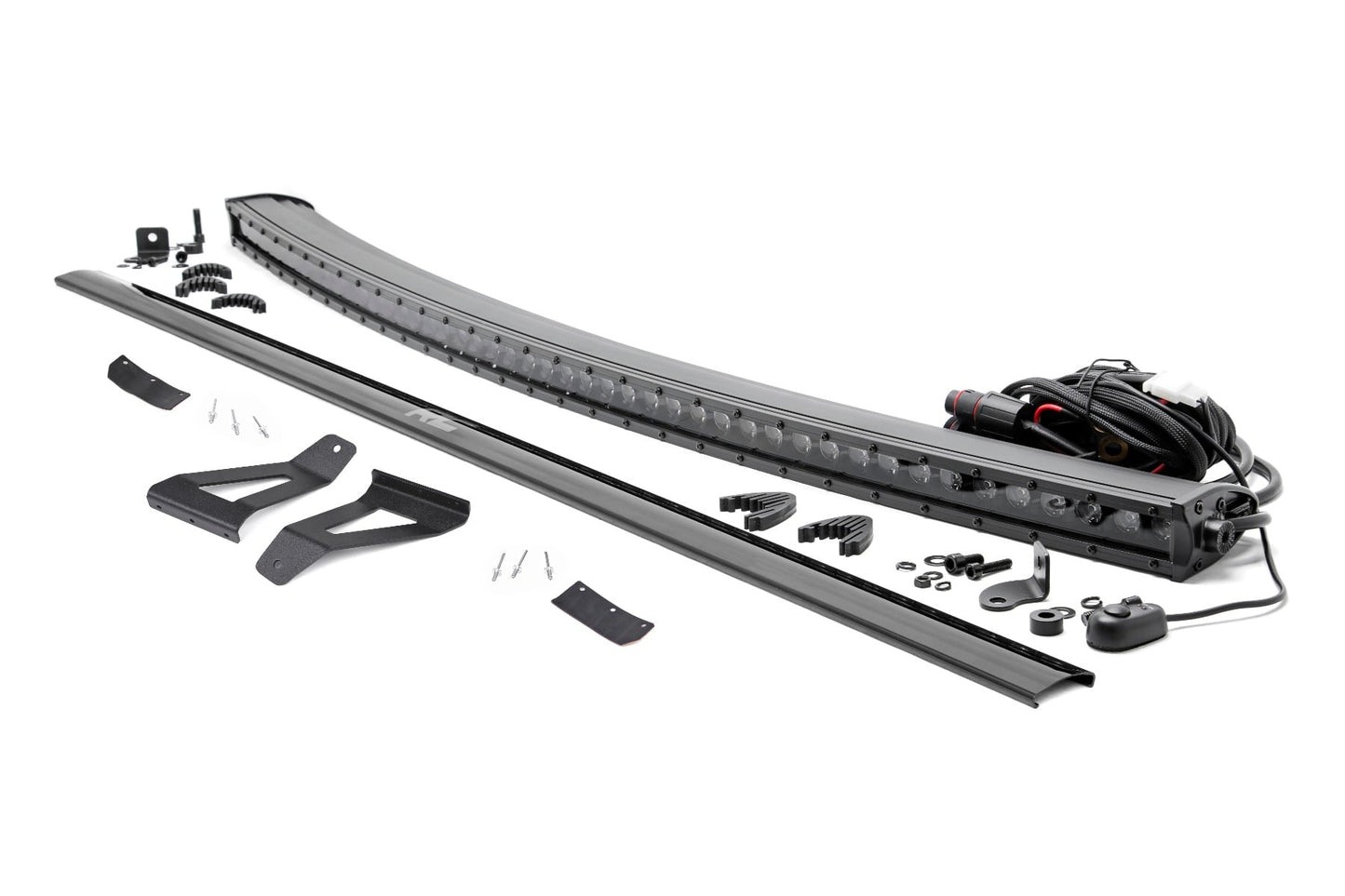 LED Light Kit Windshield Mount 50 Inch Black Single Row Jeep Cherokee XJ (84-01) Rough Country