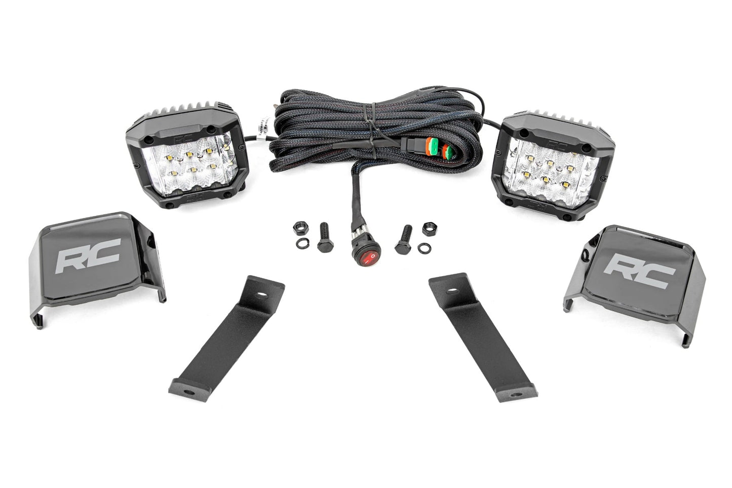 LED Light Kit Ditch Mount 3 Inch OSRAM Wide Jeep Cherokee KL (14-21) Rough Country