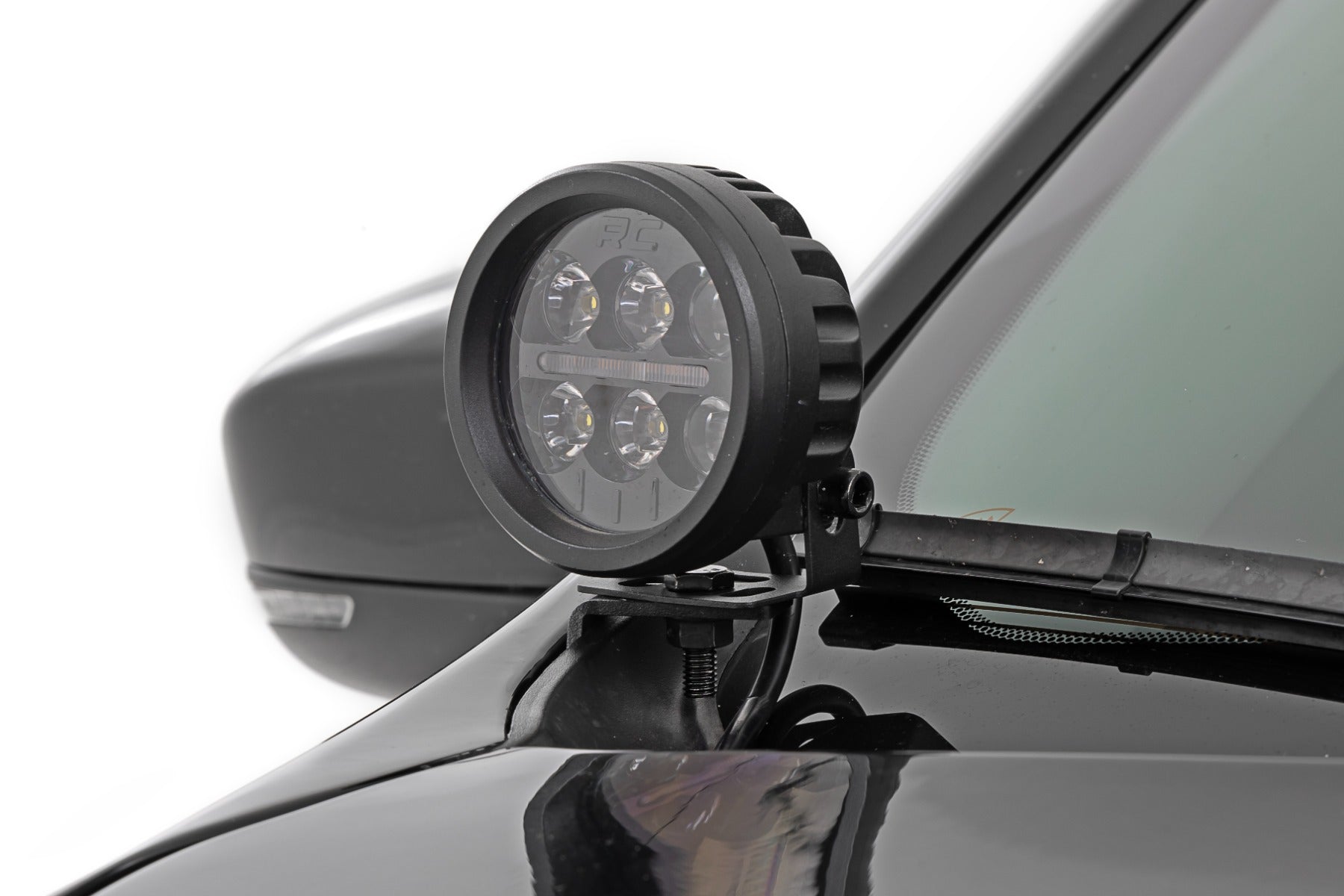 LED Light Kit Ditch Mount Black Series Round 3.5 Inch Amber DRL Jeep Cherokee KL (14-21) Rough Country-1