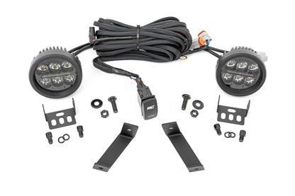 LED Light Kit Ditch Mount Black Series Round 3.5 Inch Amber DRL Jeep Cherokee KL (14-21) Rough Country