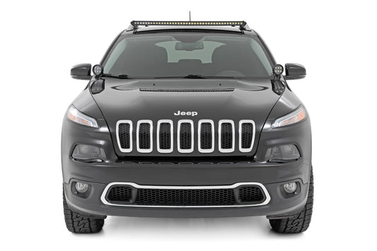 LED Light Kit Roof Mount 40 Inch Black Single Row Jeep Cherokee KL (14-23) Rough Country-1