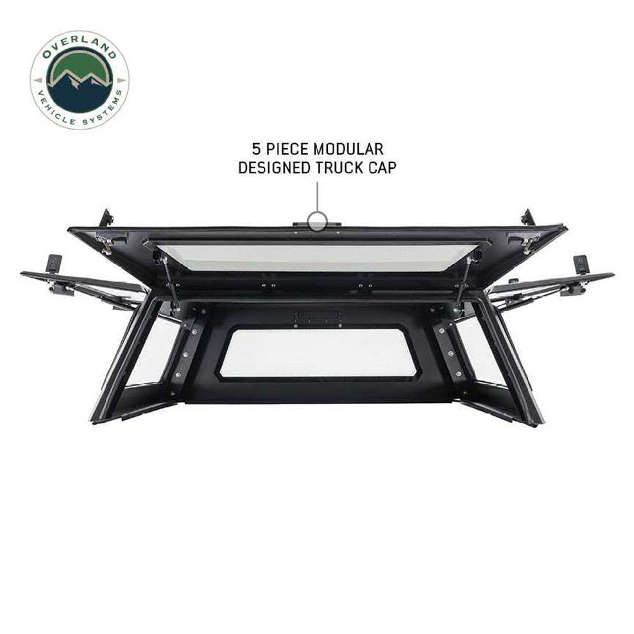 Overland Vehicle Systems Expedition Truck Cap W/Full Wing Doors, Front and Rear Windows and 3rd Brake Light 2016-2023 Toyota Tacoma 5 Foot Bed Overland Vehicle Systems