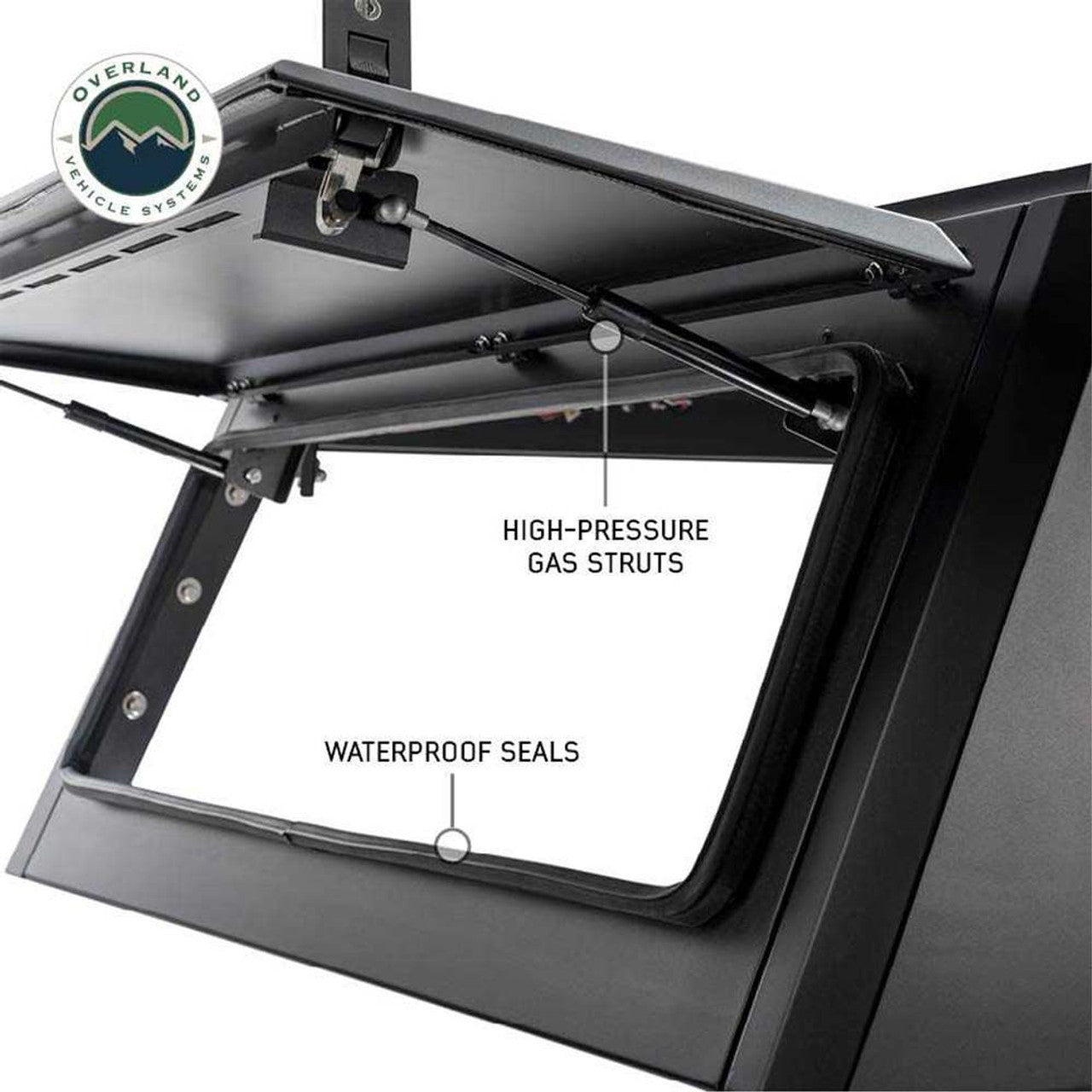 Overland Vehicle Systems Expedition Truck Cap W/Full Wing Doors, Front and Rear Windows and 3rd Brake Light 2016-2023 Toyota Tacoma 5 Foot Bed Overland Vehicle Systems