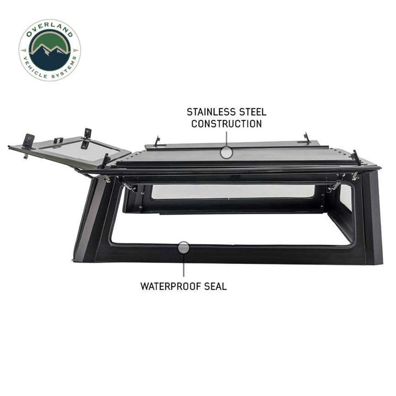 Overland Vehicle Systems Expedition Truck Cap W/Full Wing Doors, Front and Rear Windows and 3rd Brake Light 09-24 Ford F150 5.5 Foot Bed Overland Vehicle Systems