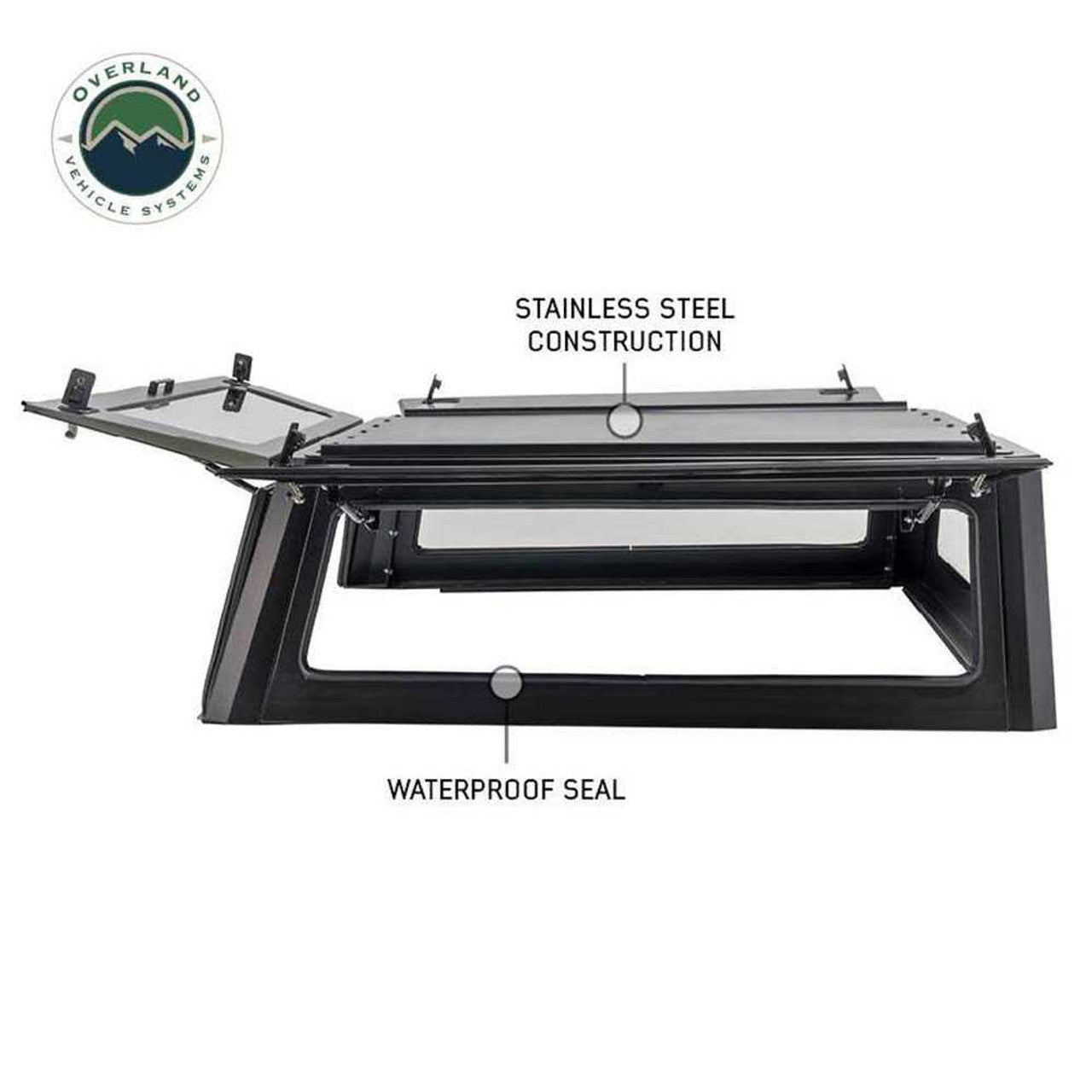 Overland Vehicle Systems Expedition Truck Cap W/Full Wing Doors, Front and Rear Windows and 3rd Brake Light 19-24 Ram 1500 5.7 Foot Bed Overland Vehicle Systems