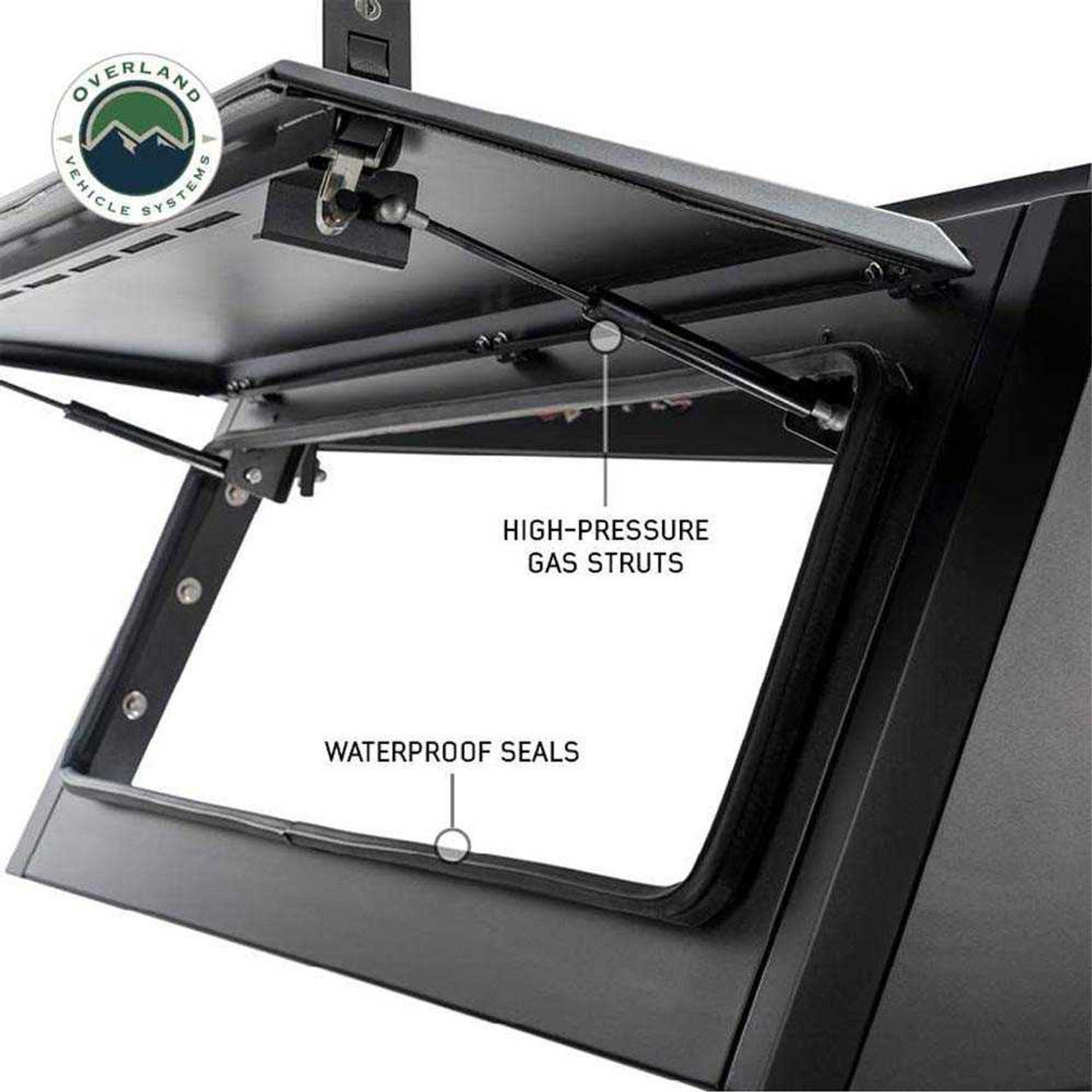 Overland Vehicle Systems Expedition Truck Cap W/Full Wing Doors, Front and Rear Windows and 3rd Brake Light 14-24 GM 1500 5.8 Foot Bed Overland Vehicle Systems