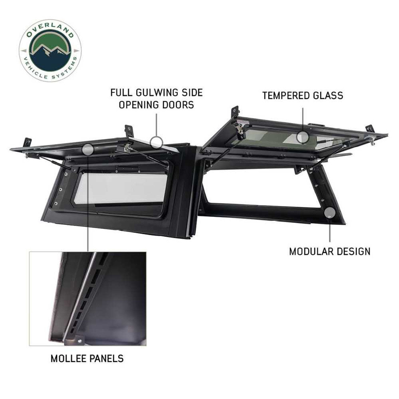Expedition Truck Cap W/Full Wing Doors, Front and Rear Windows and 3rd Brake Light 17-22 Ford F250/350 6.8 Foot Bed Overland Vehicle Systems-8
