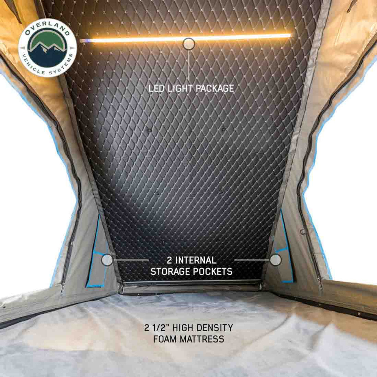 Overland Vehicle Systems MagPak Camper W/Tent, Lights, Rear Molle Panel, Side Tie Downs, Front and Rear Windows 07-21 Toyota Tundra 5.5 Foot Bed Overland Vehicle Systems