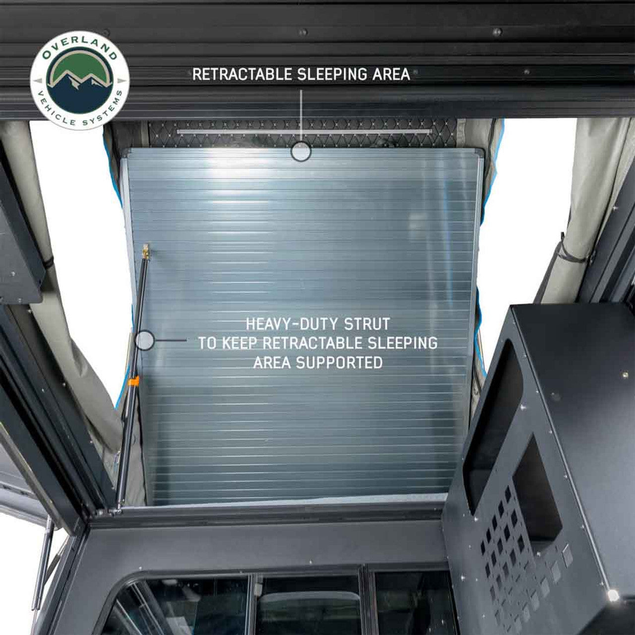 Overland Vehicle Systems MagPak Camper W/Tent, Lights, Rear Molle Panel, Side Tie Downs, Front and Rear Windows 09-24 Ford F150 5.5 Foot Bed Overland Vehicle Systems