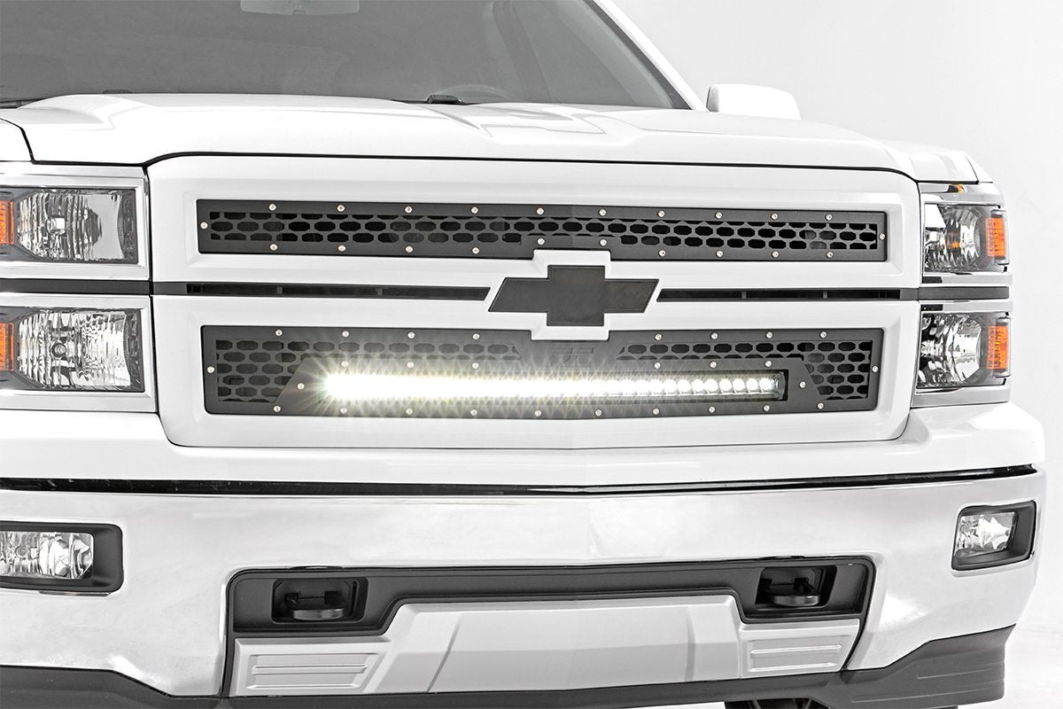 Rough Country Mesh Grille w/30 Inch Black Series LED 14-15 Silverado 1500 Rough Country