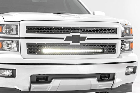 Rough Country Mesh Grille w/30 Inch Black Series LED 14-15 Silverado 1500 Rough Country