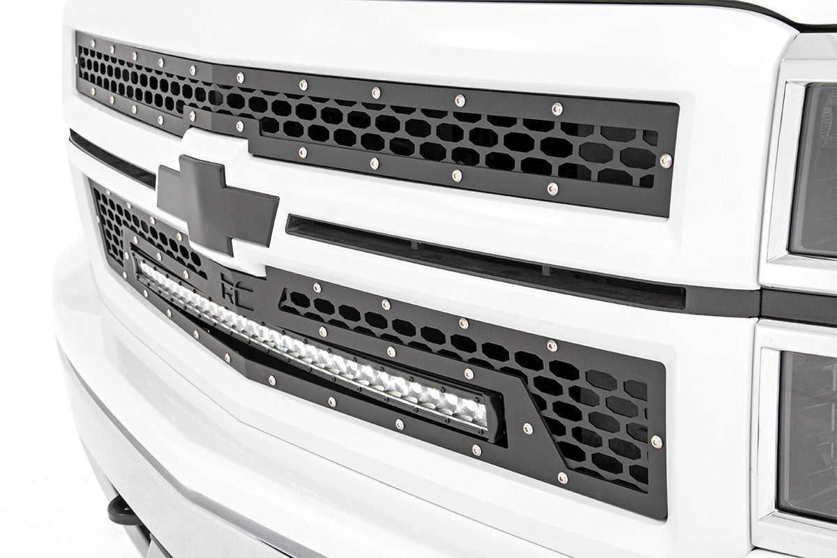 Mesh Grille w/30 Inch Black Series LED 14-15 Silverado 1500 Rough Country-1