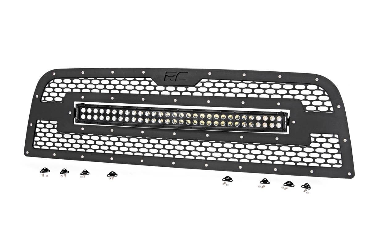 Mesh Grille 30 Inch Dual Row LED Black Ram 2500/3500 2WD/4WD (2013-2018) Rough Country-1