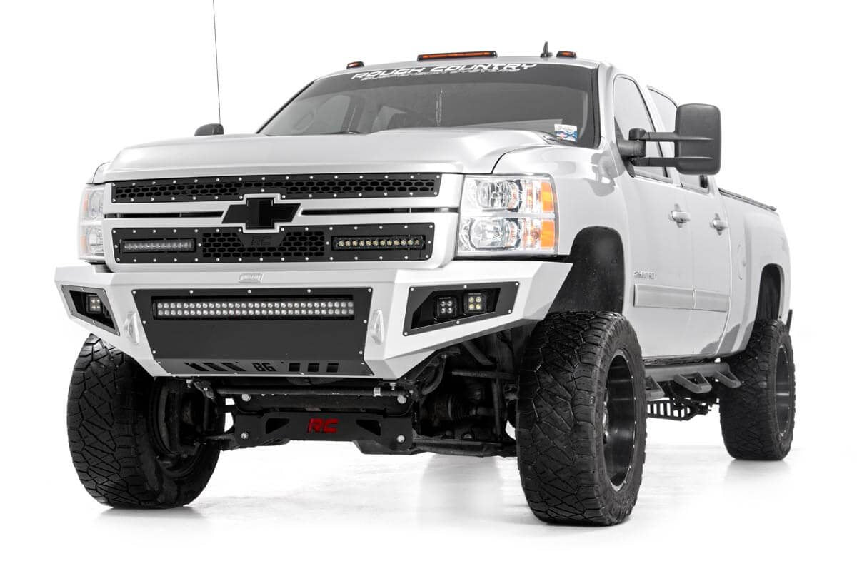 Rough Country Mesh Grille w/Dual 12 Inch Black Series LEDs 11-14 Silverado HD Rough Country