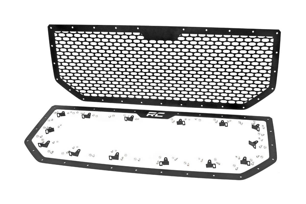 Rough Country Sierra Mesh Grille 16-18 Sierra 1500 Black Powdercoat Stainless Steel Hardware Rough Country
