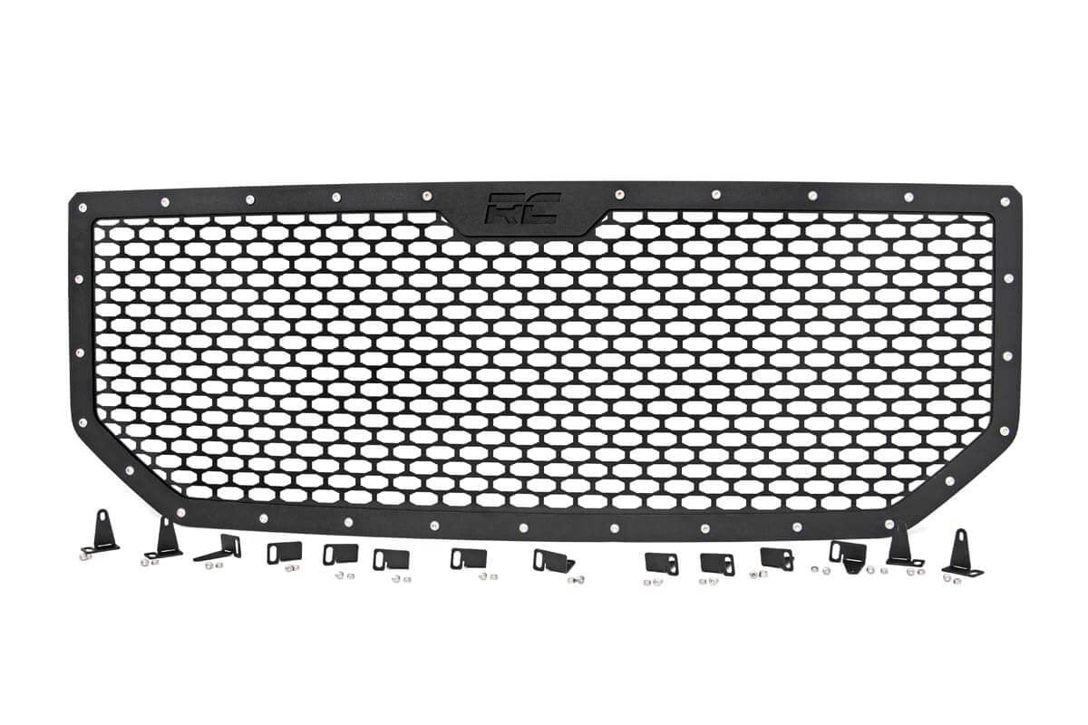 Rough Country Sierra Mesh Grille 16-18 Sierra 1500 Black Powdercoat Stainless Steel Hardware Rough Country