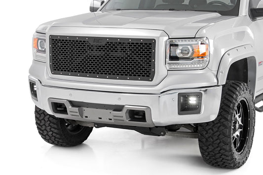 Rough Country Sierra Mesh Grille 14-15 1500 Sierra Black Powdercoat Stainless Steel Hardware Rough Country