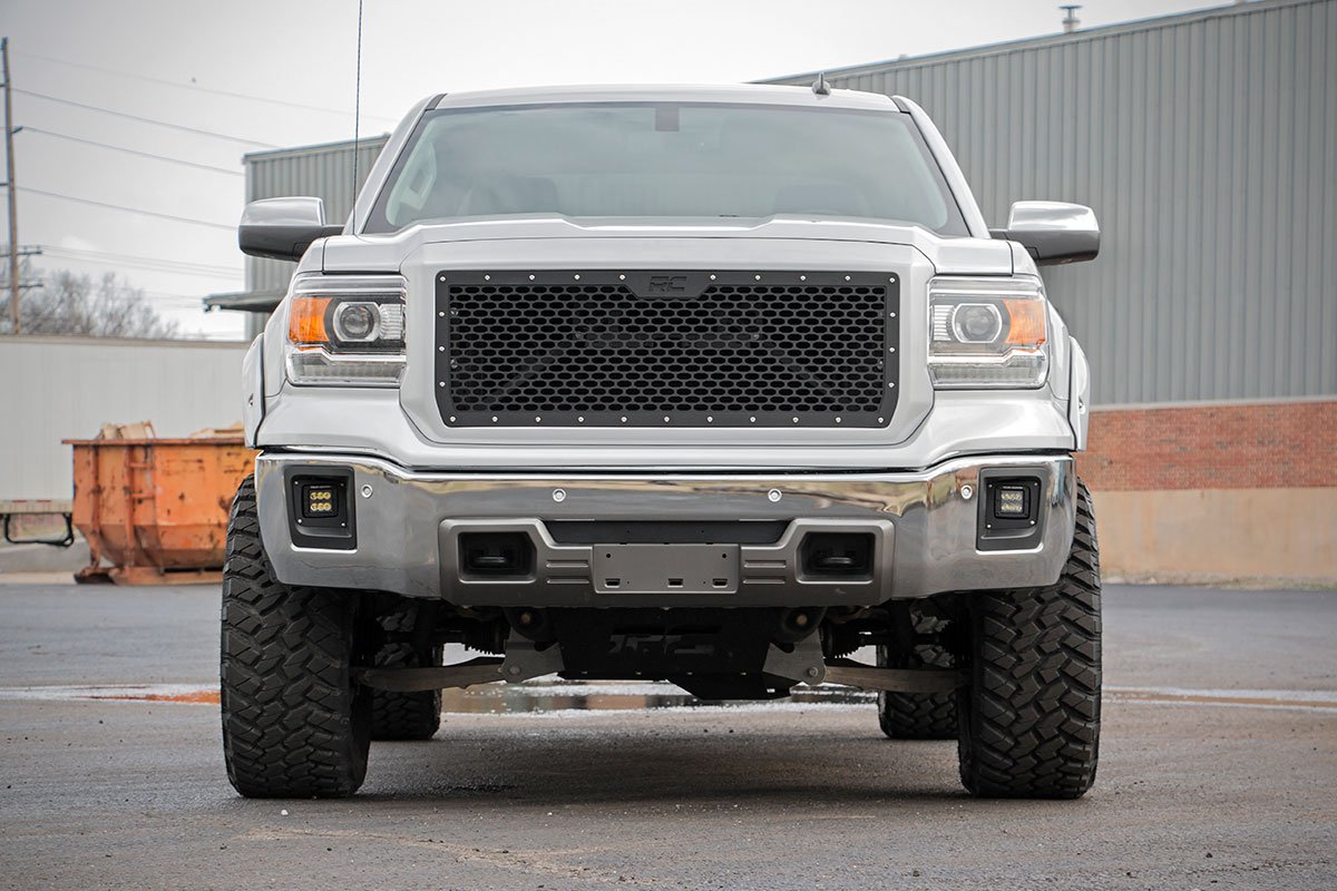 Rough Country Sierra Mesh Grille 14-15 1500 Sierra Black Powdercoat Stainless Steel Hardware Rough Country