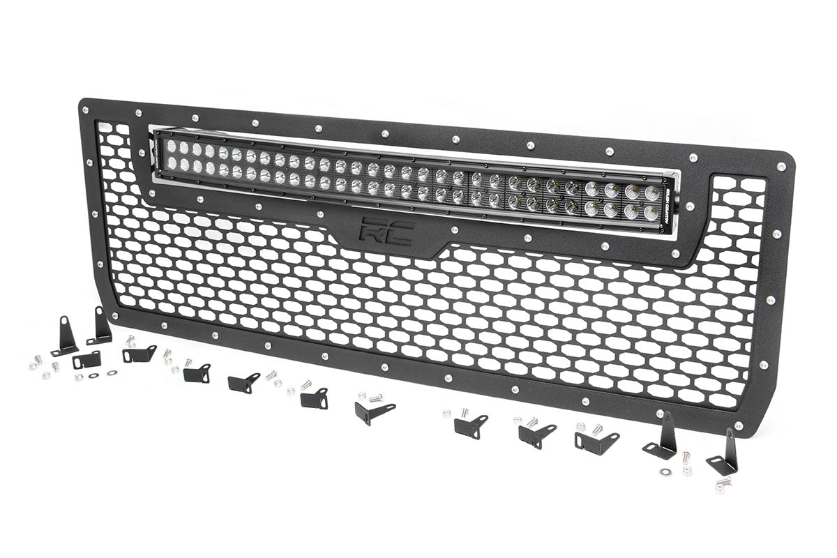 Rough Country Sierra Mesh Grille w/30 Inch Dual Row Black Series LED 14-15 Sierra 1500 Rough Country