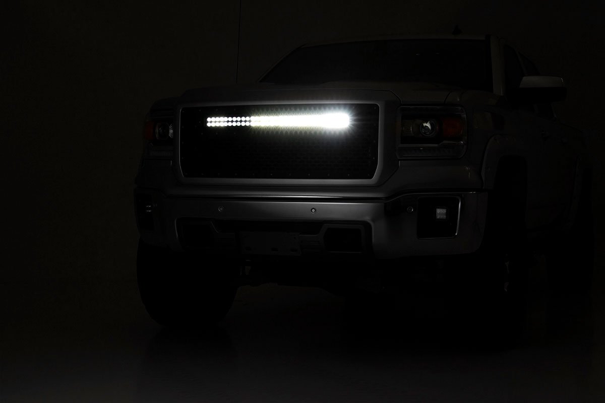 Rough Country Sierra Mesh Grille w/30 Inch Dual Row Black Series LED 14-15 Sierra 1500 Rough Country