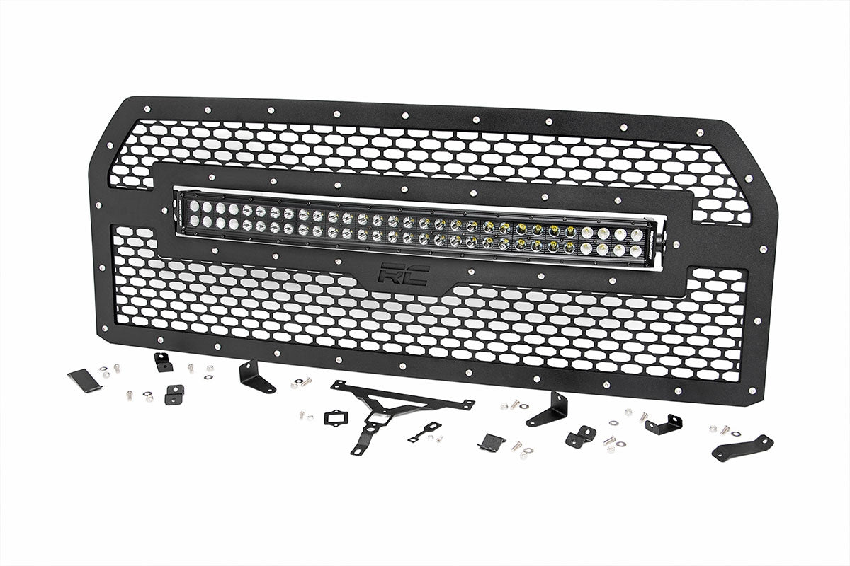 Rough Country Ford Mesh Grille w/30 Inch Dual Row Black Series LED 15-17 F-150 Rough Country