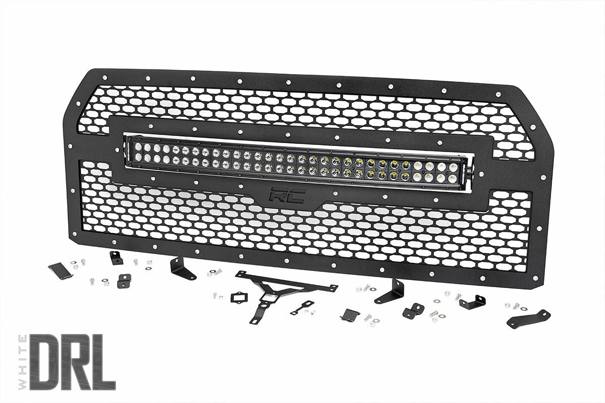 Rough Country Ford Mesh Grille w/30 Inch Dual Row Black Series LED 15-17 F-150 Rough Country