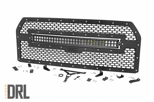 Mesh Grille | 30" Dual Row LED | Black | Amber DRL | Ford F-150 (15-17) Rough Country