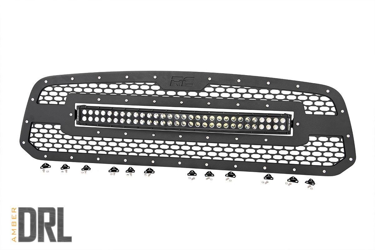 Rough Country Dodge Mesh Grille w/30 Inch Dual Row Black Series LED 13-18 RAM 1500 Rough Country