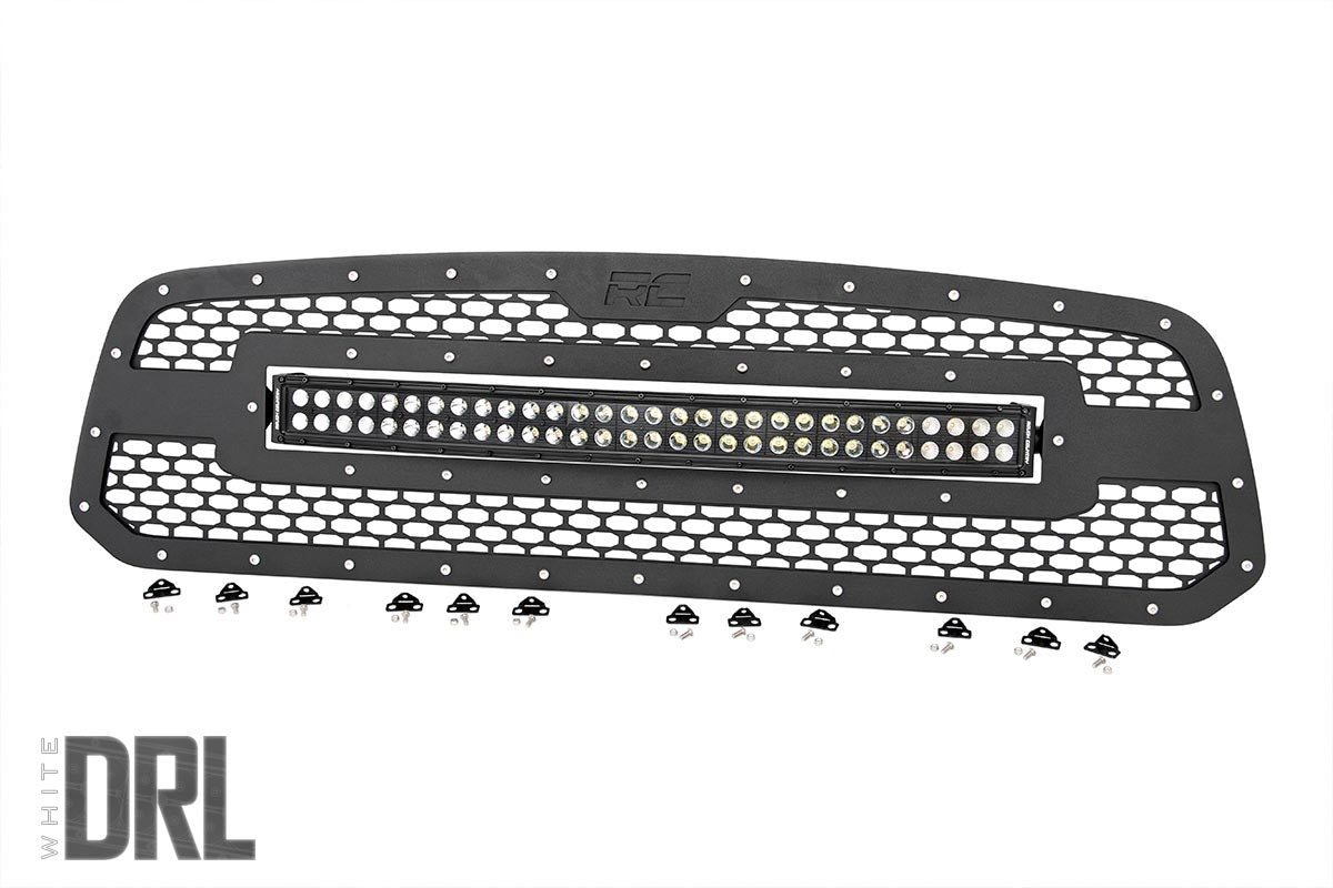 Rough Country Dodge Mesh Grille w/30 Inch Dual Row Black Series LED 13-18 RAM 1500 Rough Country