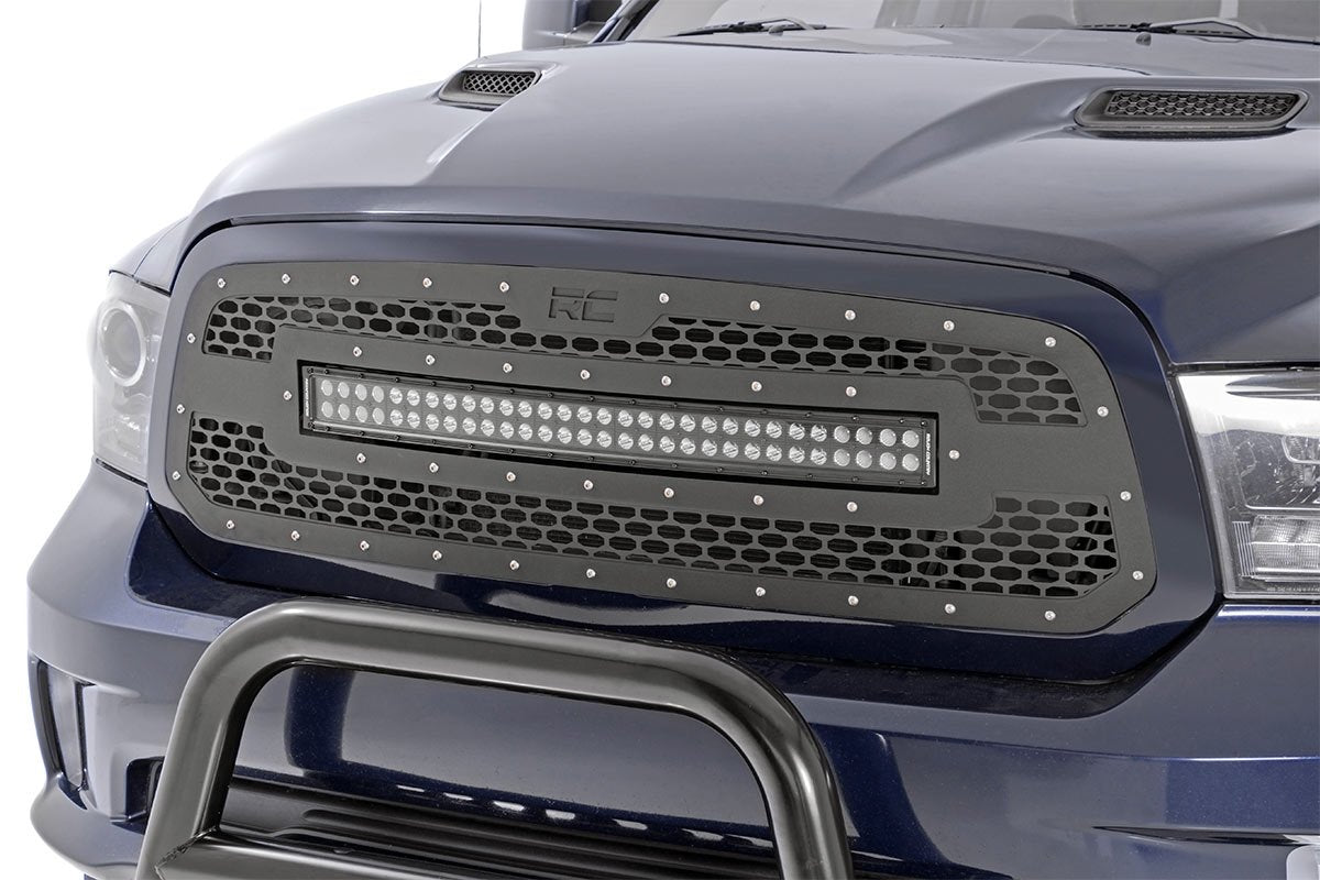 Rough Country Dodge Mesh Grille w/30 Inch Dual Row Black Series LED 13-18 RAM 1500 Rough Country