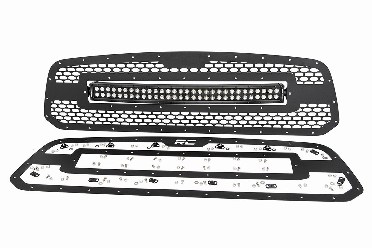 Rough Country Dodge Mesh Grille w/30 Inch Dual Row Black Series LED 13-18 RAM 1500 Rough Country