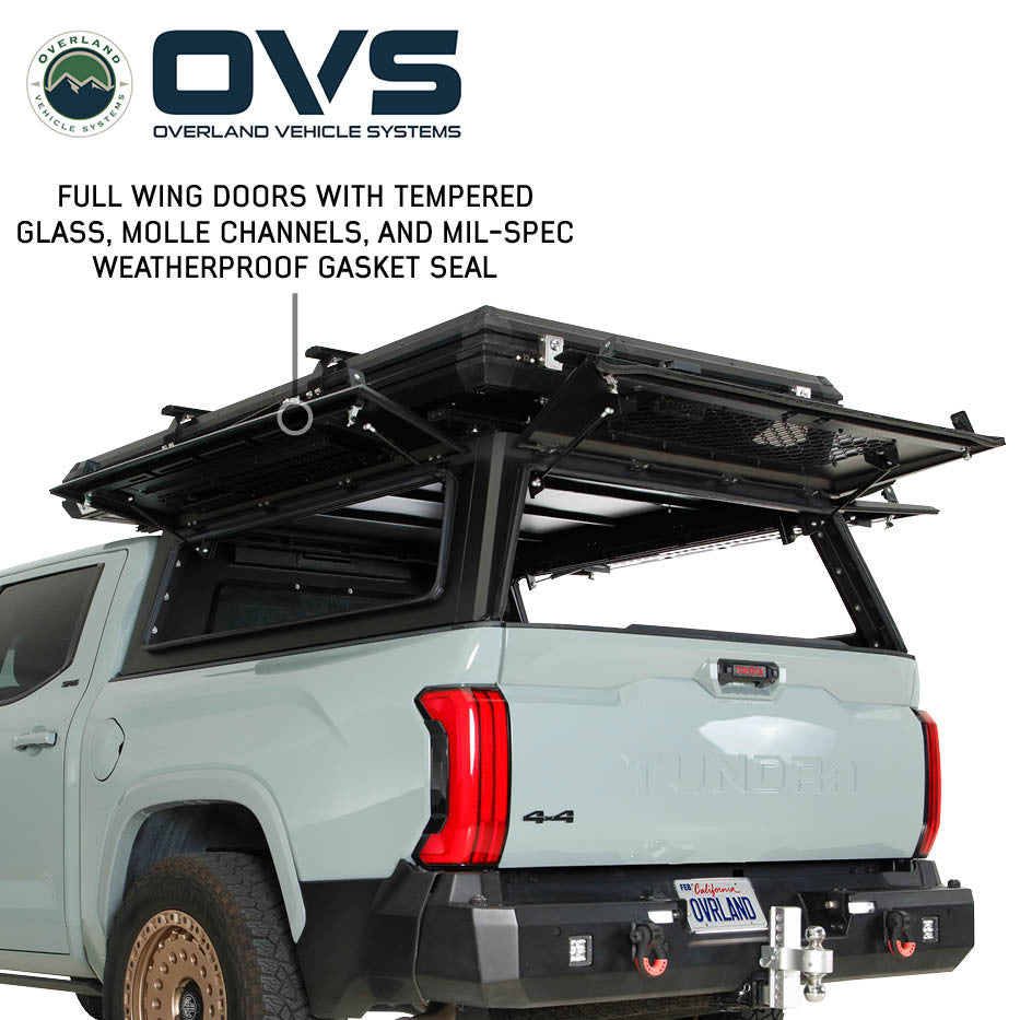 Expedition Pro Plus Truck Cap W/Full Wing Window Doors, Front and Rear Windows and 3rd Brake Light 16-23 Toyota Tacoma Overland Vehicle Systems-2