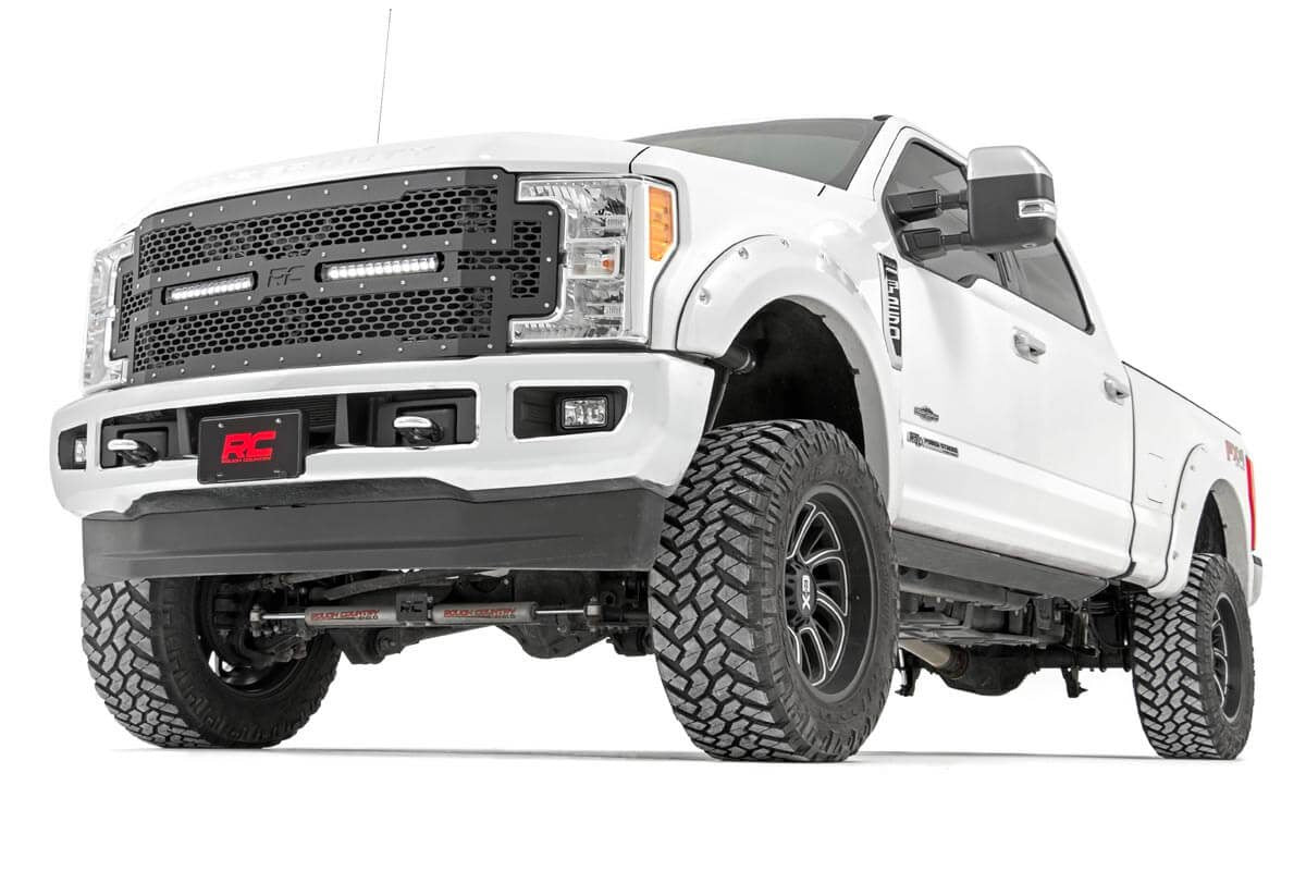 Mesh Grille 12 Inch Dual Row LED Black Ford F-250/F-350 Super Duty (17-19) Rough Country-1