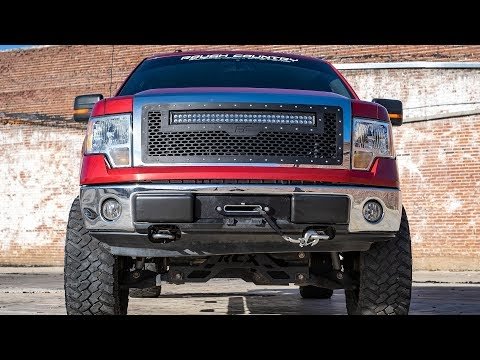 Ford Mesh Grille w/30 Inch Dual Row Black Series LED w/Cool White DRL 09-14 F-150 Rough Country-1
