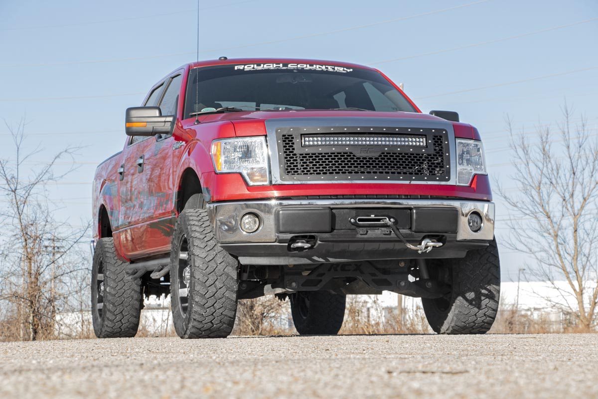 Mesh Grille 30 Inch Dual Row LED Chrome White DRL 09-14 Ford F-150 Rough Country-3