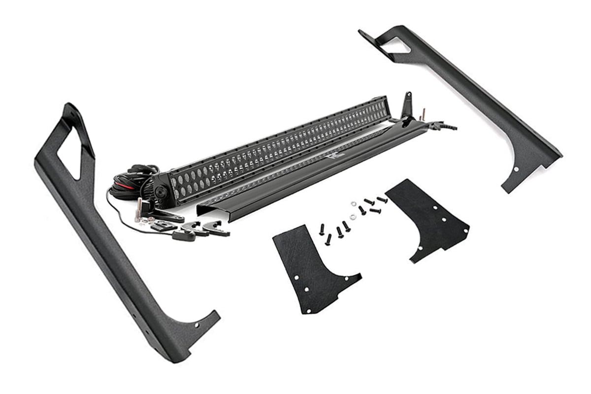 LED Light Kit Windshield Mount 50 Inch Black Dual Row Jeep Wrangler TJ (97-06) Rough Country