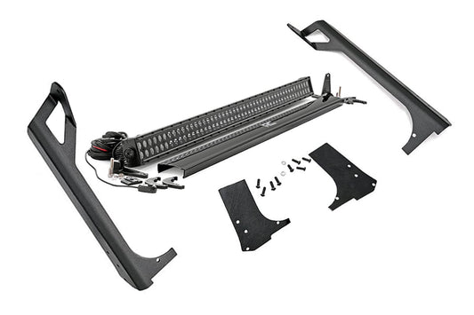 LED Light Kit Windshield Mount 50 Inch Black Dual Row Jeep Wrangler TJ (97-06) Rough Country