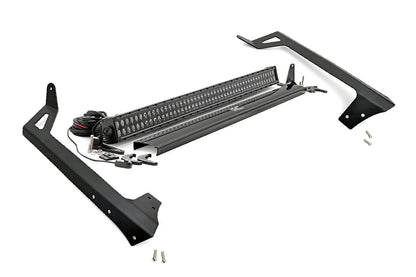 LED Light Kit Windshield Mount 50 Inch Black Dual Row Jeep Wrangler JK (07-18) Rough Country