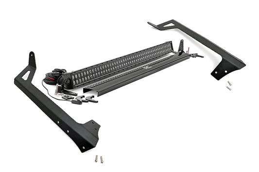 LED Light Kit Windshield Mount 50 Inch Black Dual Row Jeep Wrangler JK (07-18) Rough Country
