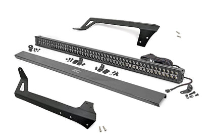 LED Light Windshield Mnt 50 Inch Black Dual Row Amber DRL Jeep Wrangler JK (07-18) Rough Country