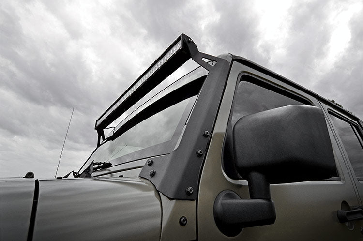 LED Light Mounts Upper Windshield 50 Inch Jeep Wrangler JK/Wrangler Unlimited (07-18) Rough Country-2